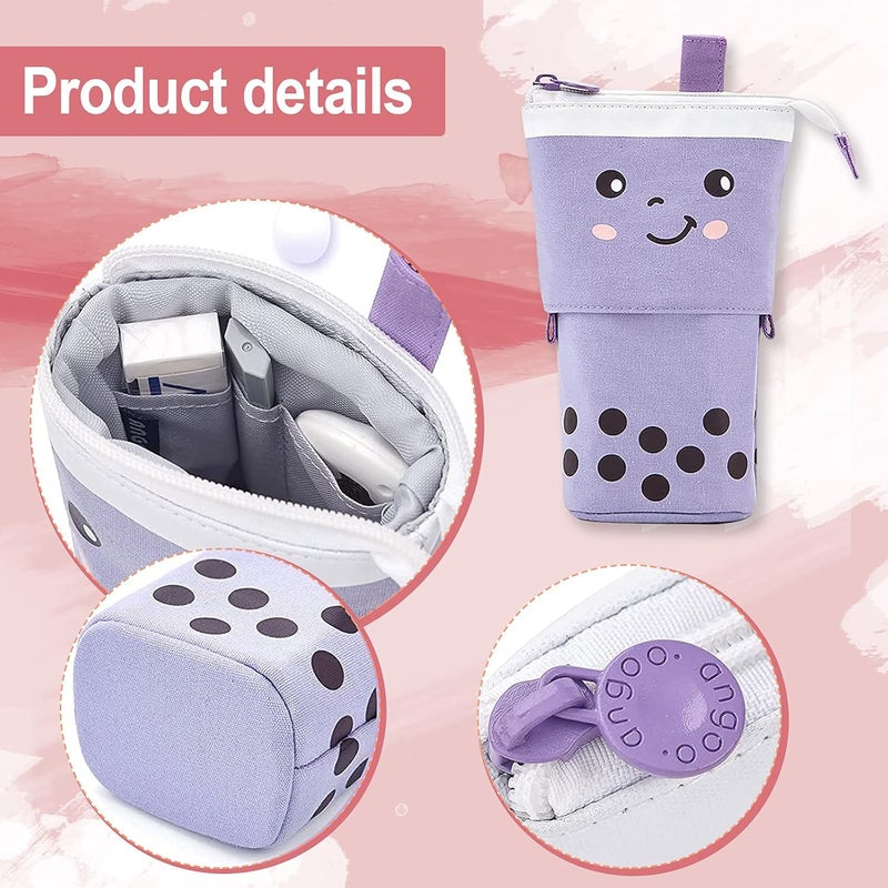 woobles Cute Pencil Case Sliding Unique Telescopic Pencil Bag Milk Tea Shape Retractable Storage Bag Cosmetic Bag 1PC - Image 4